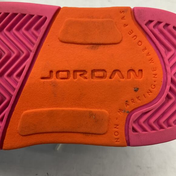 Air Jordan Kids Unisex Sneakers Pink Orange White Size 8C Preowned - Picture 5 of 7